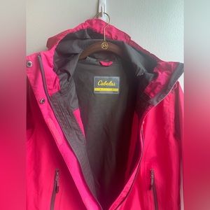 Pink, Cabela’s Waterproof Gore-Tex hooded jacket, size small